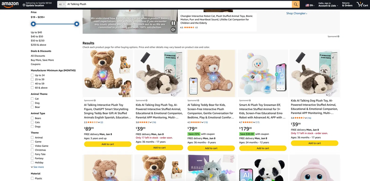 AI talking plush