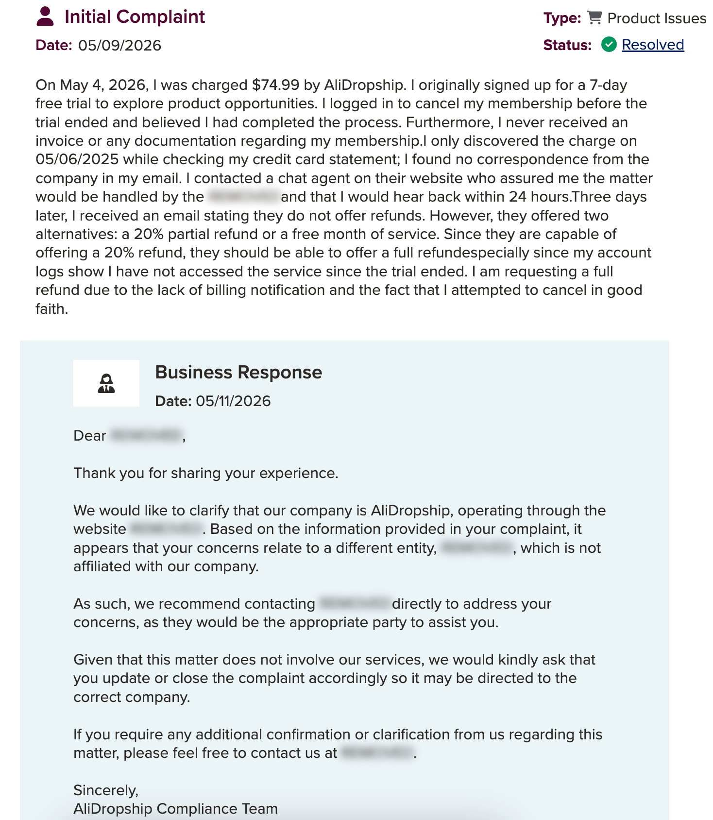 Better Business Bureau review