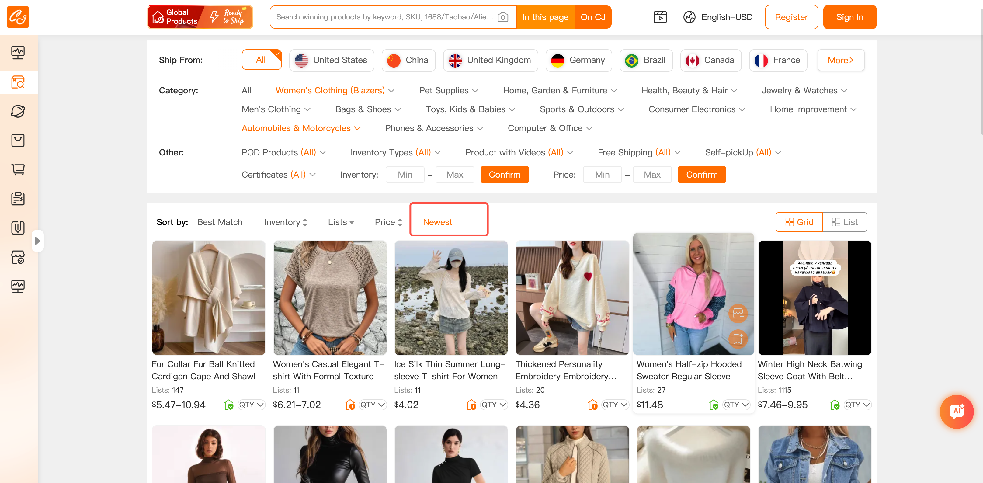 CJdropshipping Newest dropshipping products