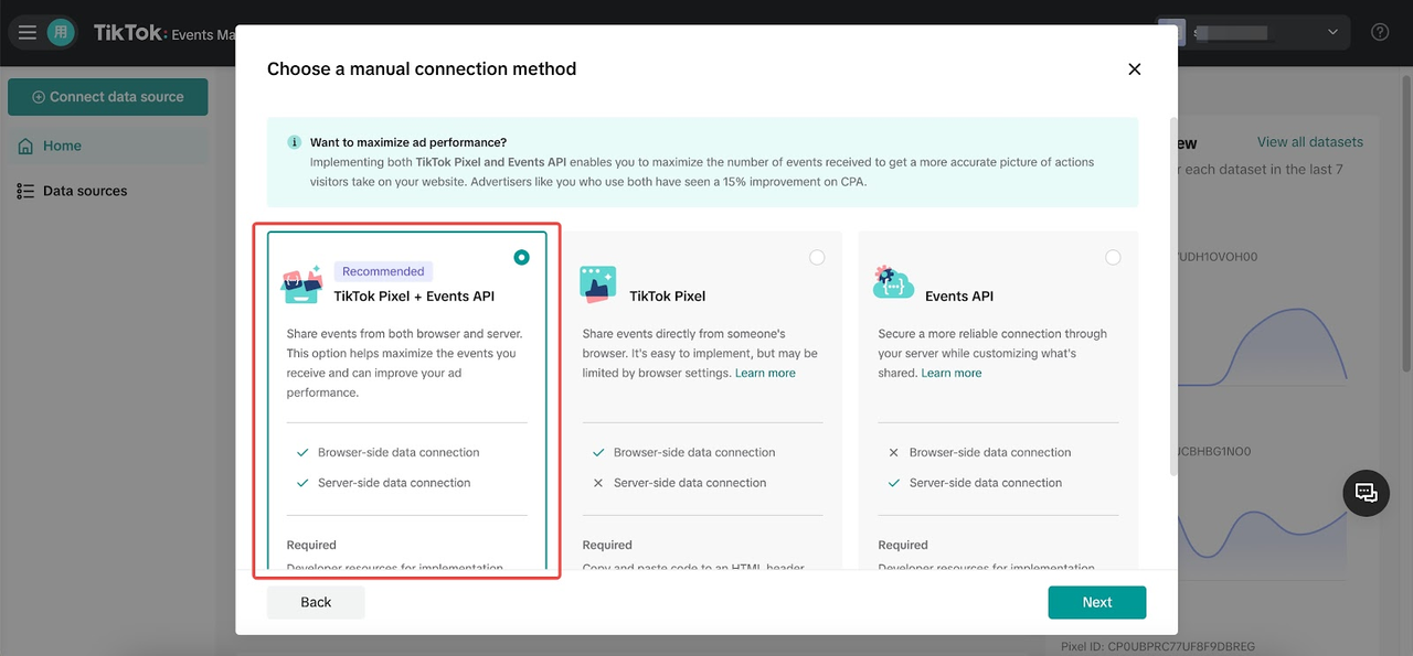 Connect TikTok ads account and Pixel