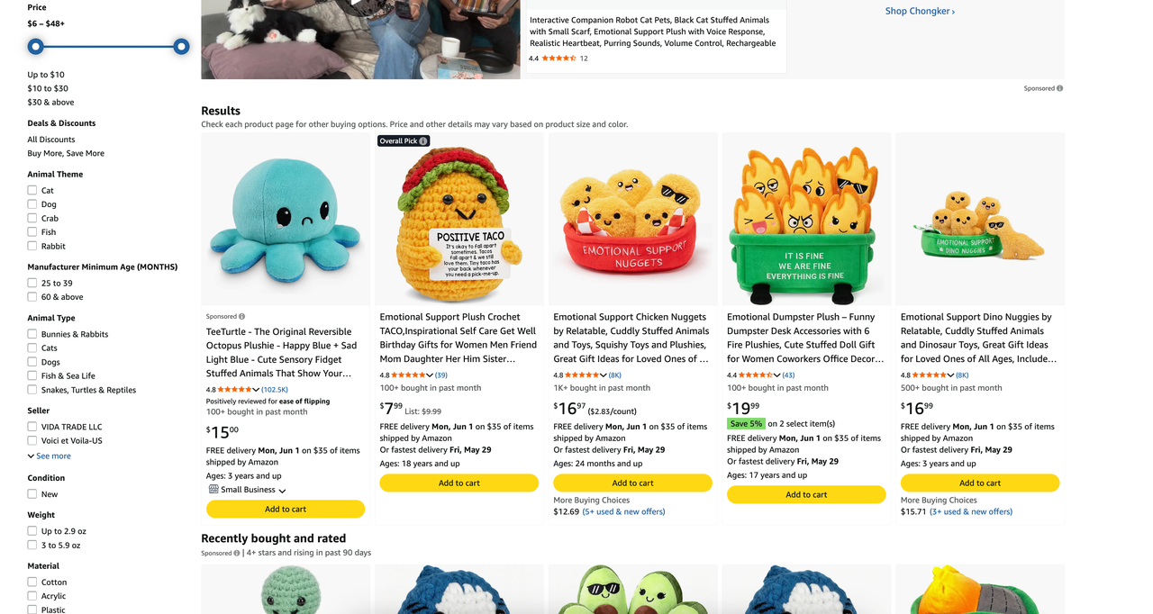 Emotional support plush