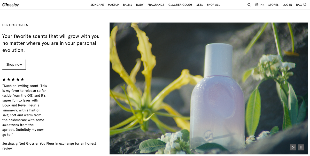 Glossier - Zet beoordelingen om in marketingcontent