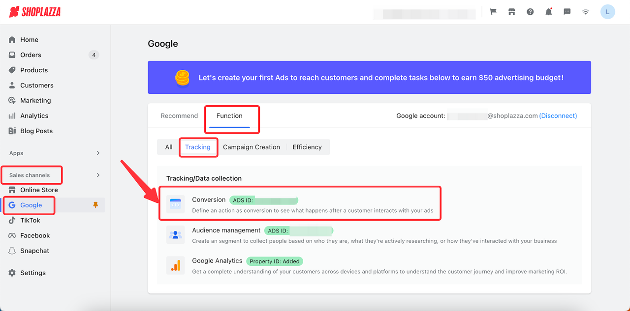 Google Ads dashboard