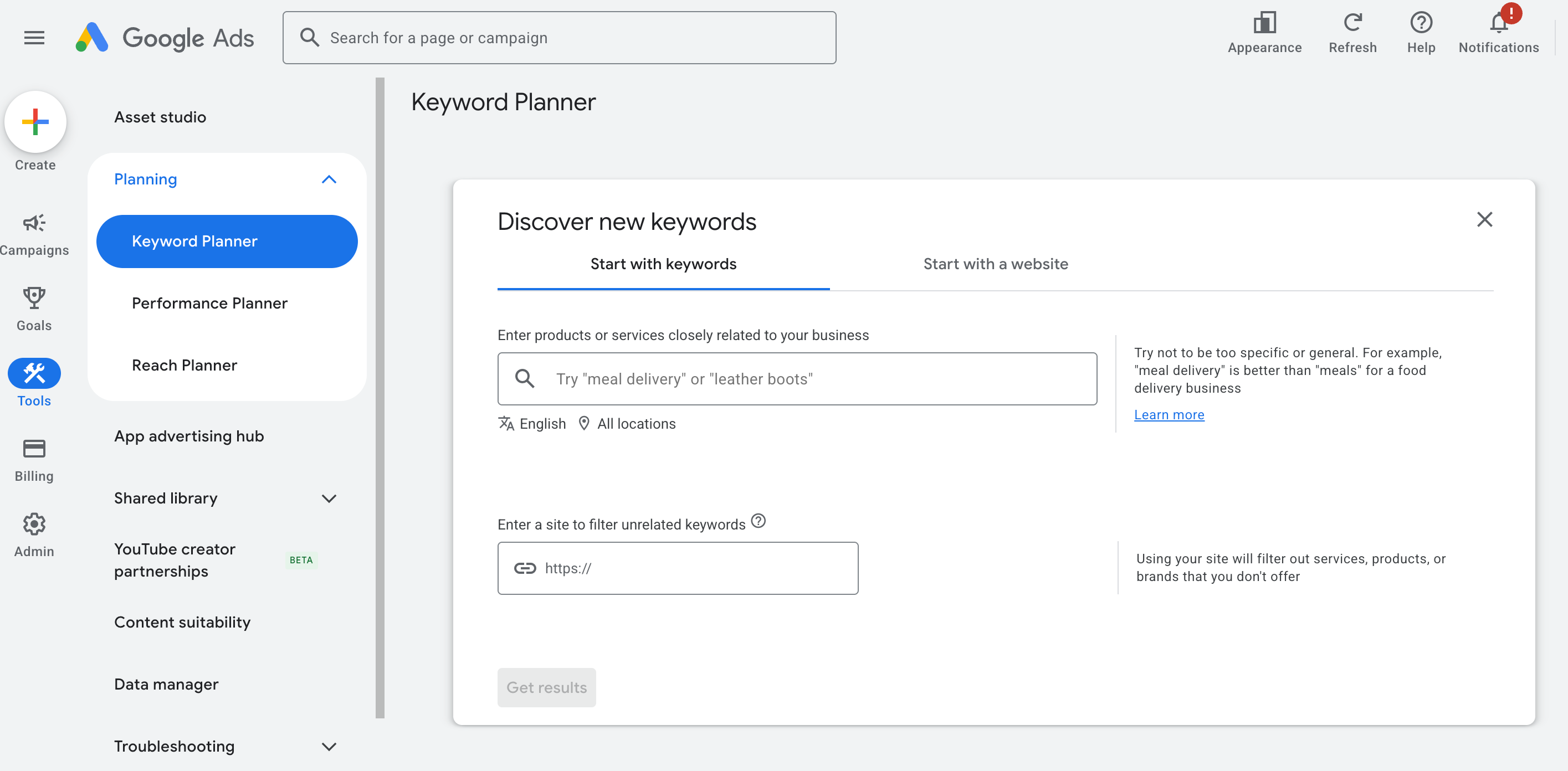 Google Keyword Planner