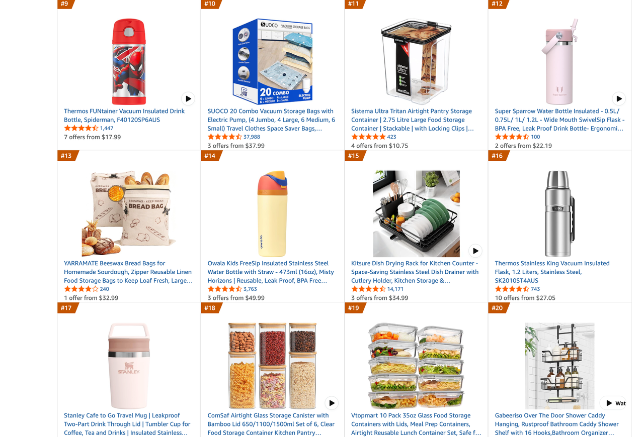 Home storage and kitchen organisation