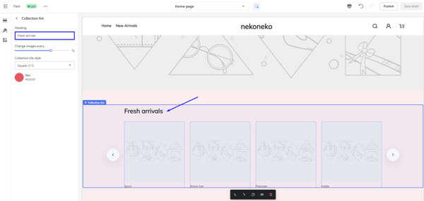 Screenshot shows the screen where users can edit themes when learning how to start an online store with Shoplazza.