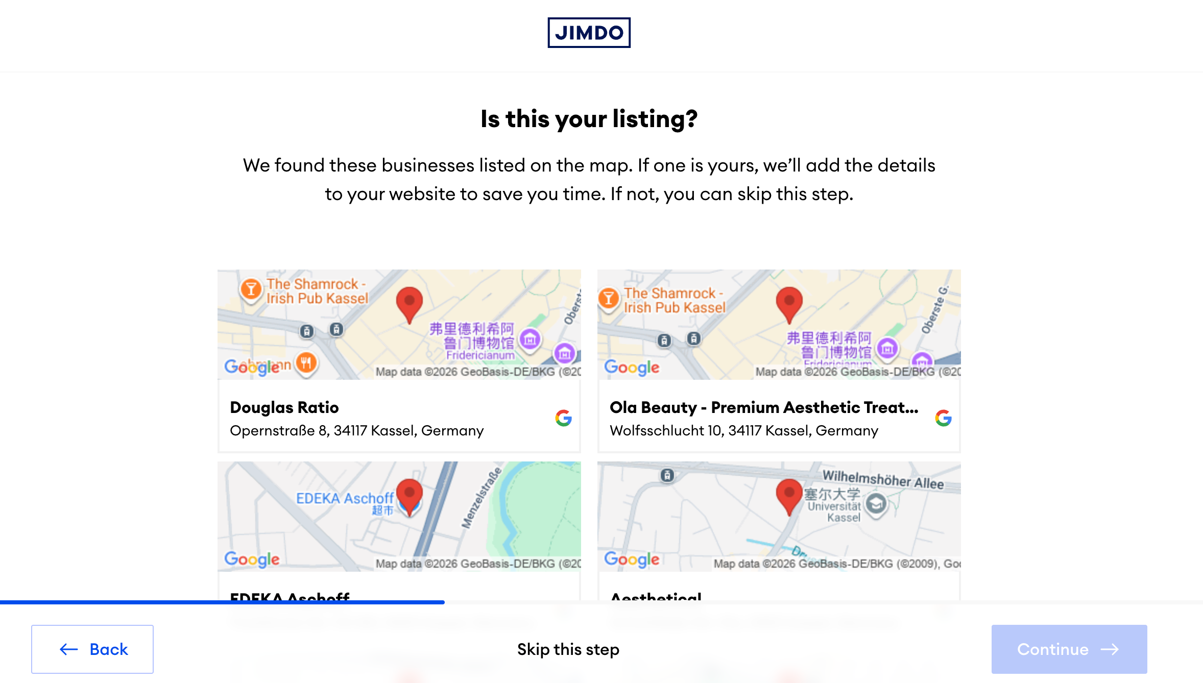 Jimdo support Google Maps connection