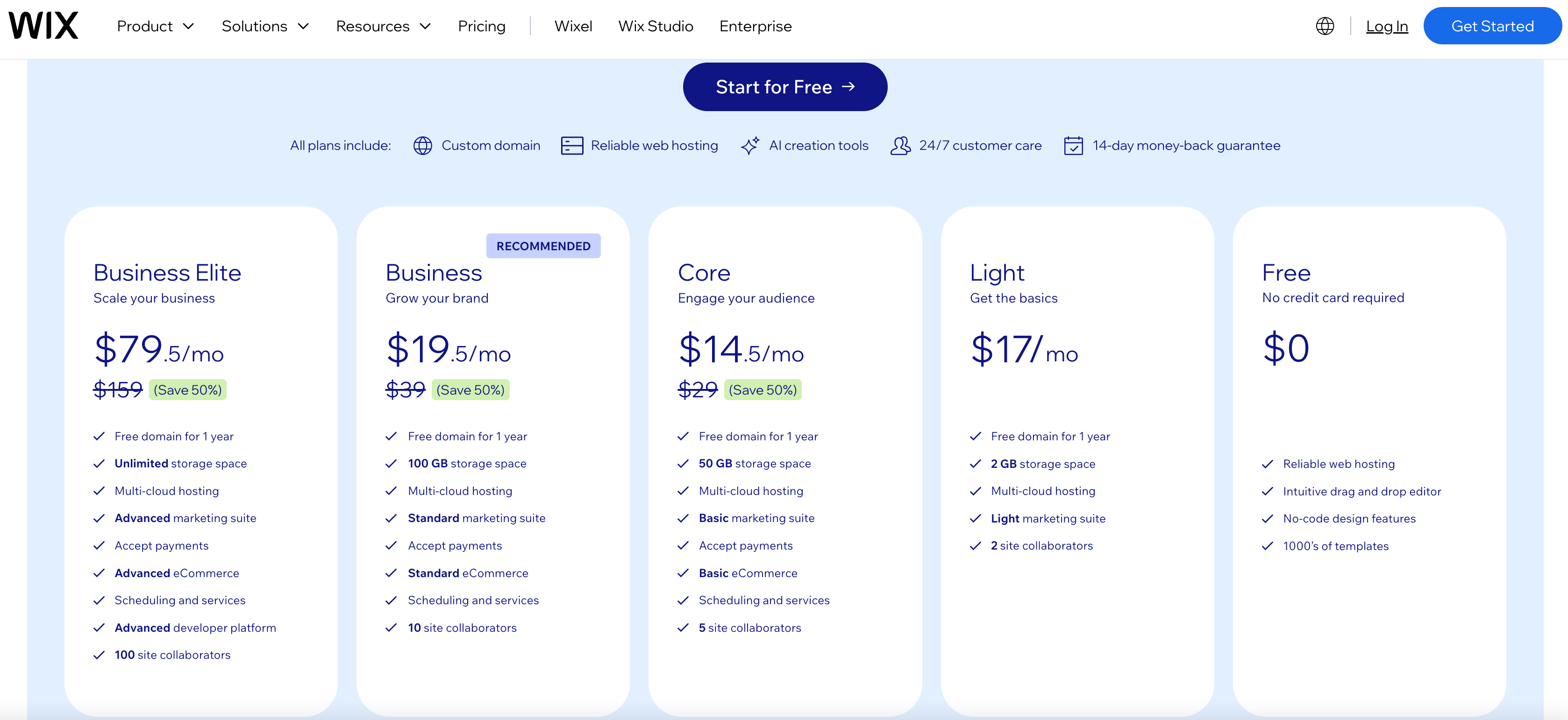 Pricing (Wix)