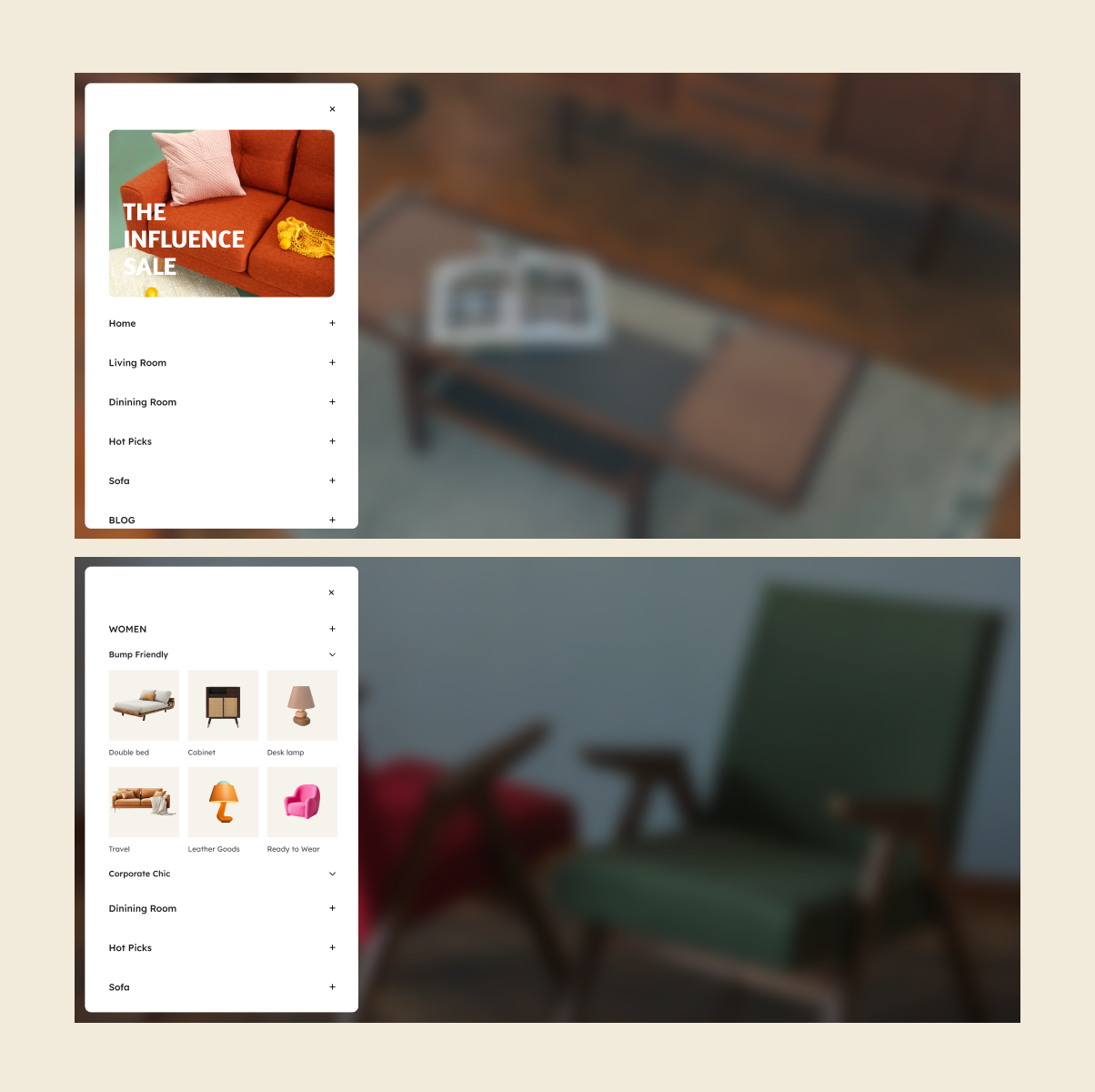 Reformias navigation with image and text