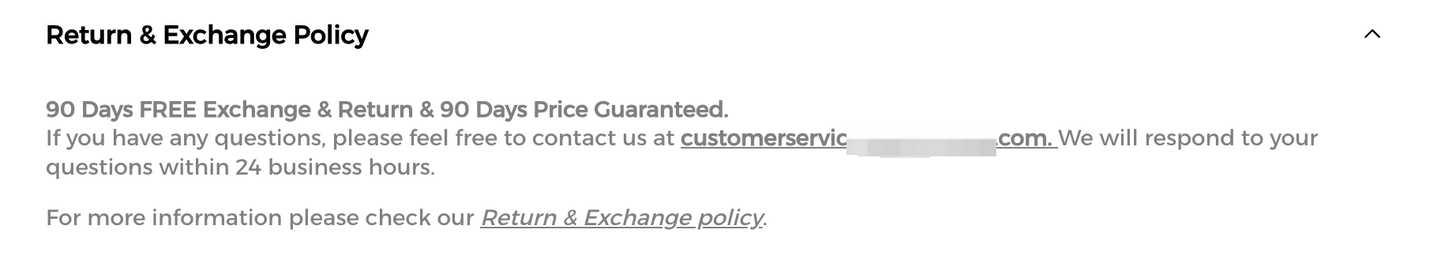 Return and exchange policy