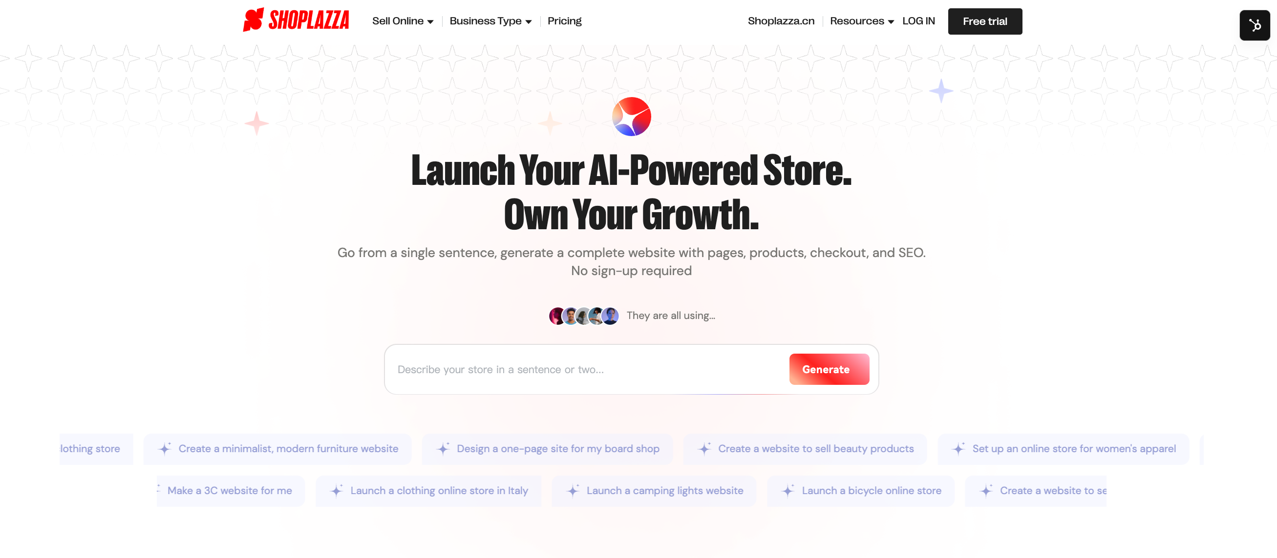 Shoplazza  um construtor de lojas assistido por IA