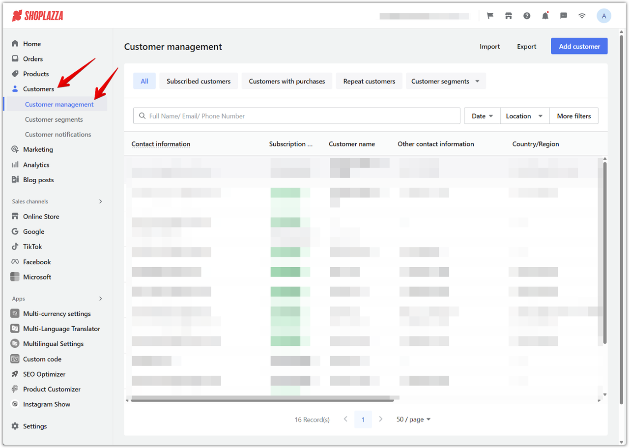 Shoplazza CRM integration