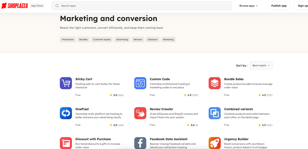 Shoplazza marketing and conversion tools and plugins