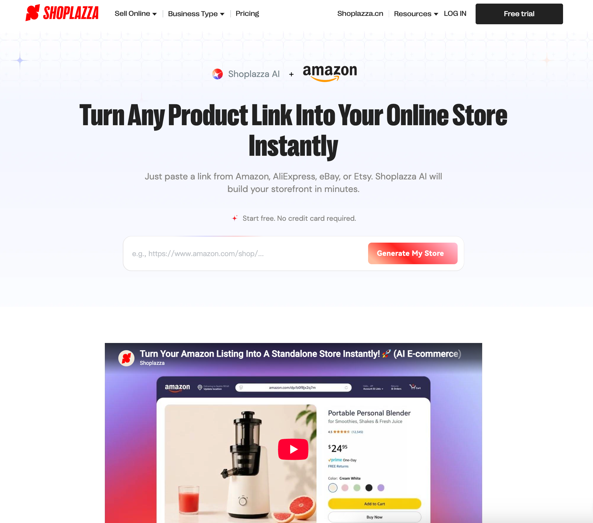 Shoplazzas AI store builder for Amazon, eBay, and Etsy links