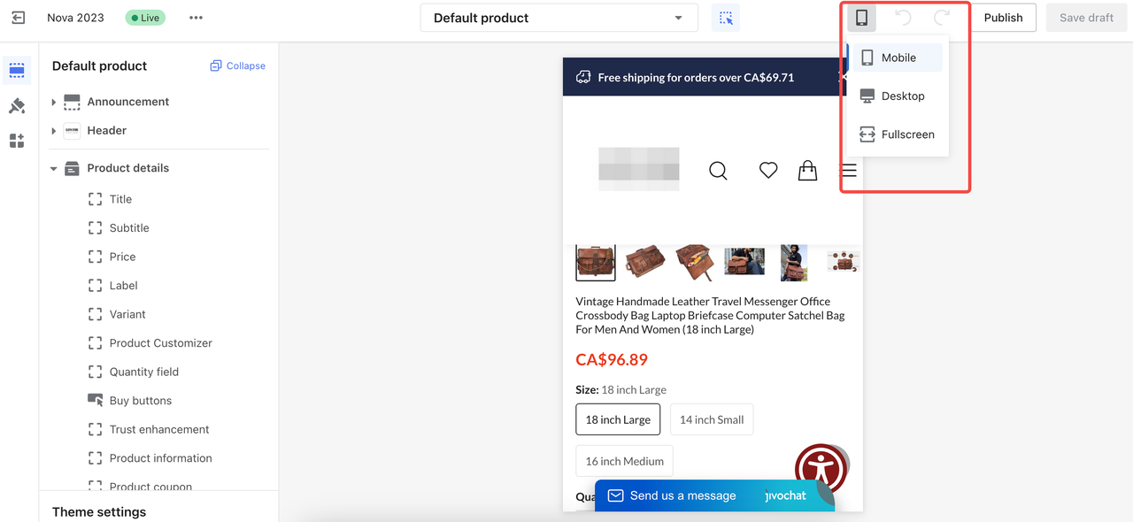 Shoplazzas backend editor