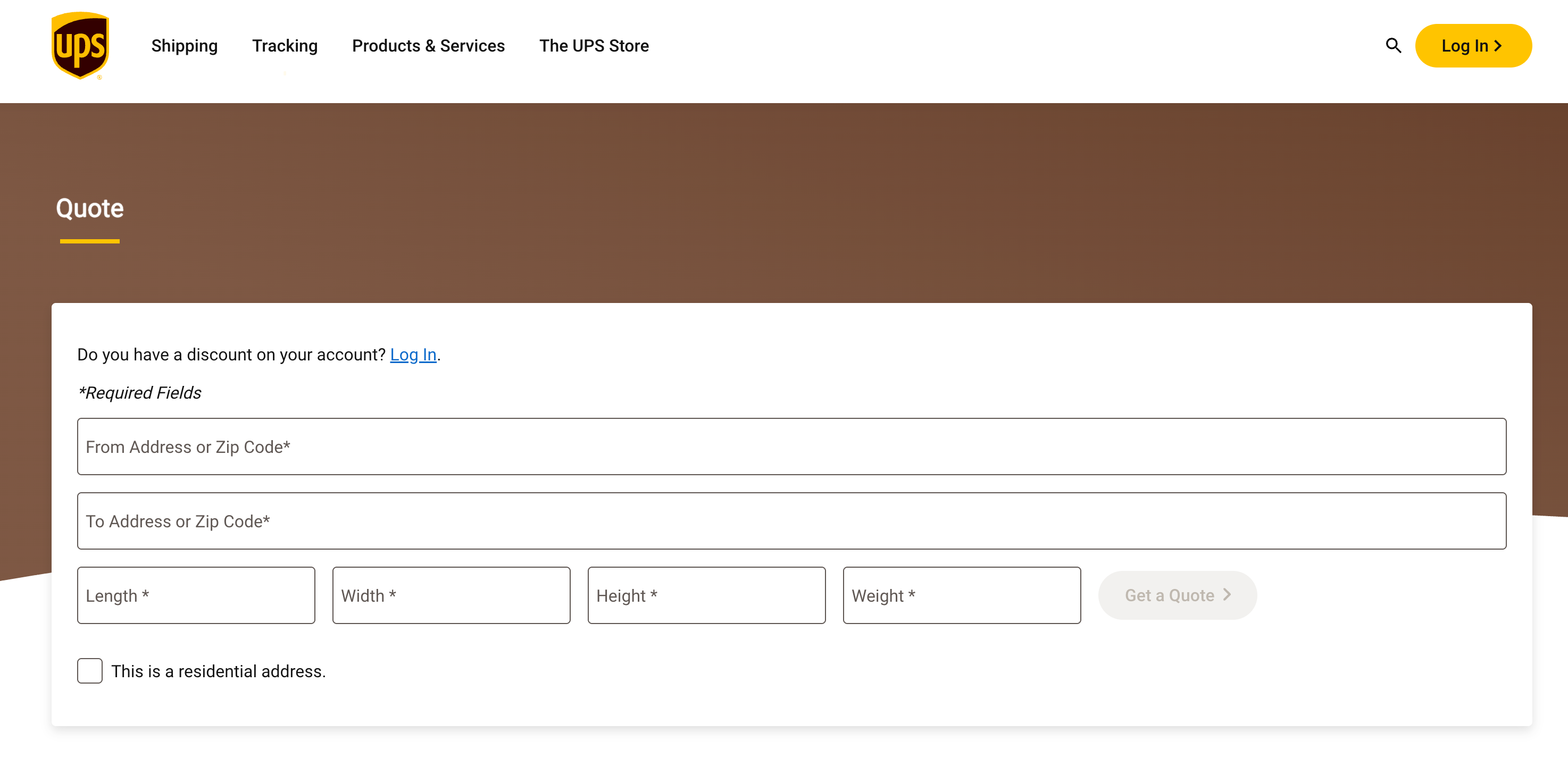 UPSs shipping calculator