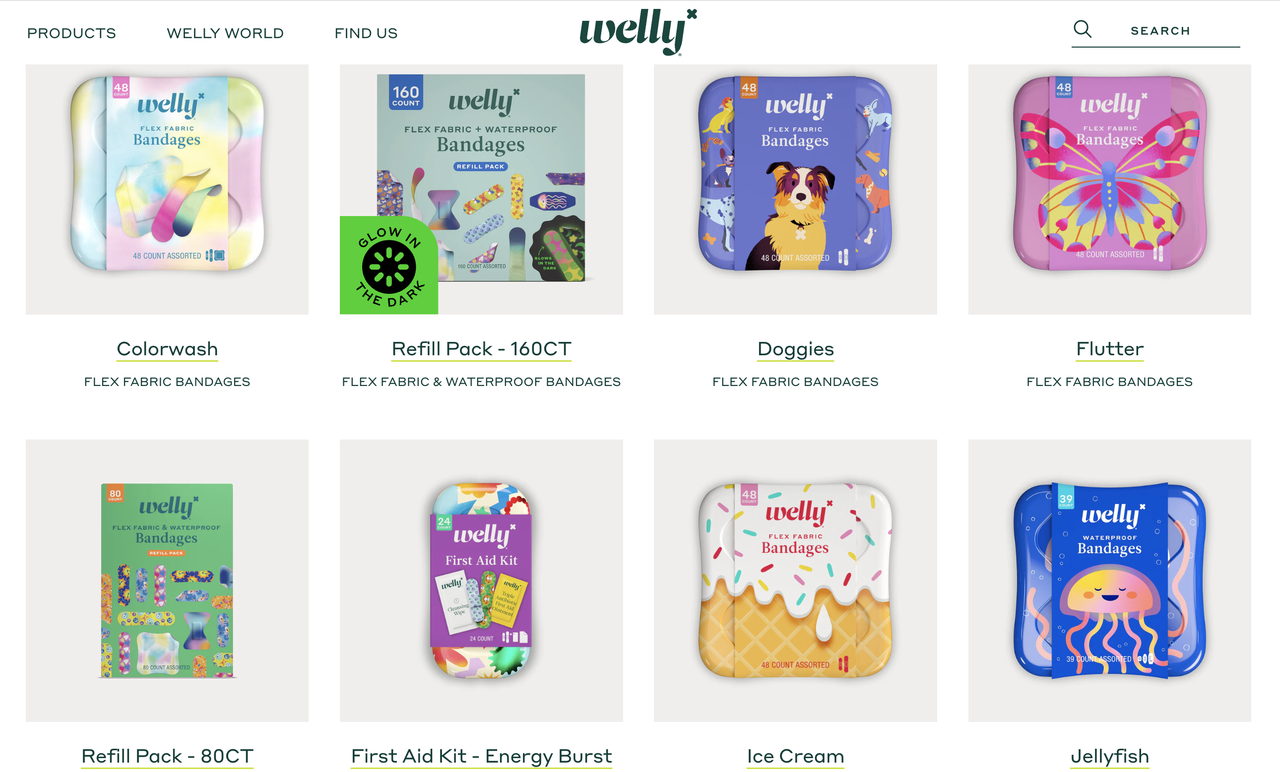 Welly bandages in standard cardboard box