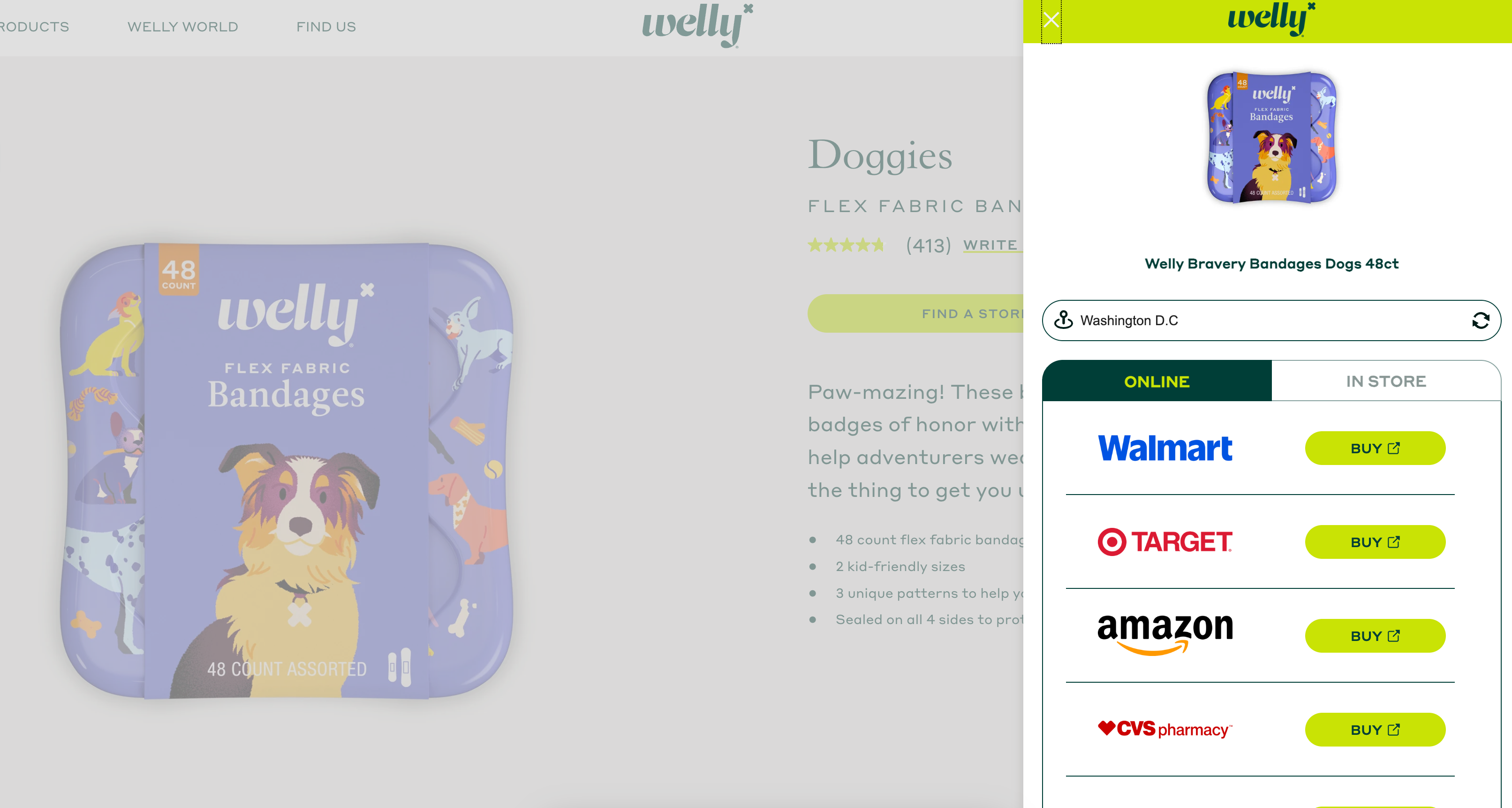 Welly in store and online purchasing methods