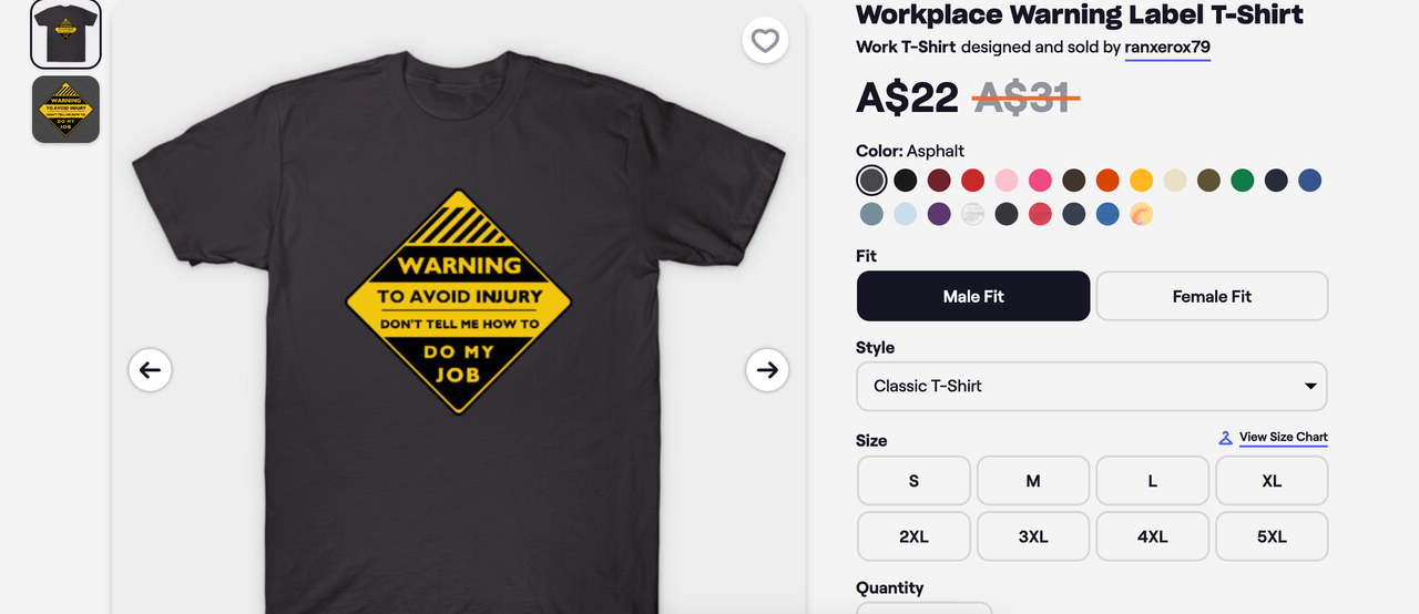 T-shirt humoristique sur le lieu de travail