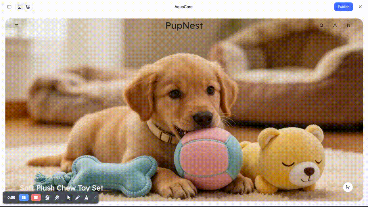 متجر لمستلزمات الحيوانات الأليفة تم إنشاؤه بواسطة Shoplazza AI