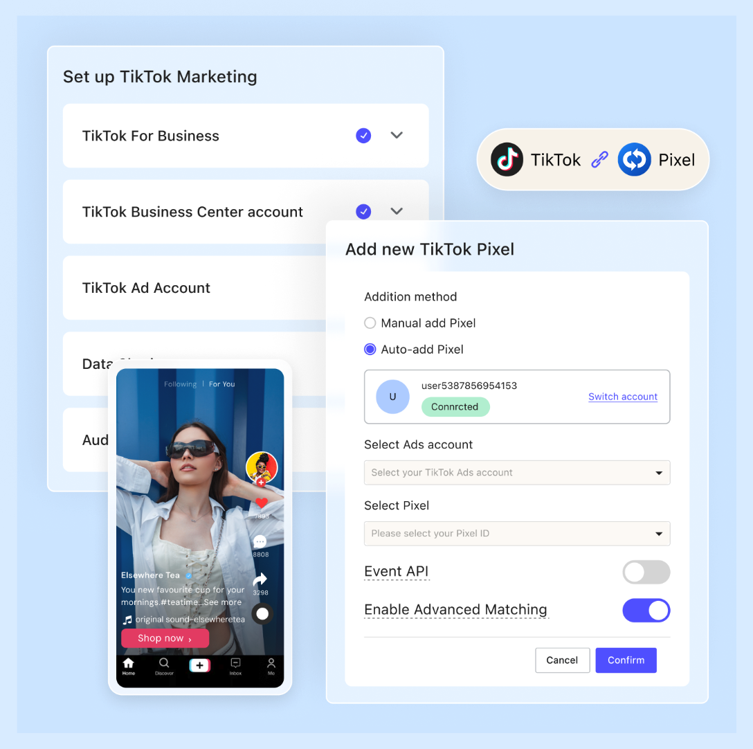 connect tiktok pixel to your store