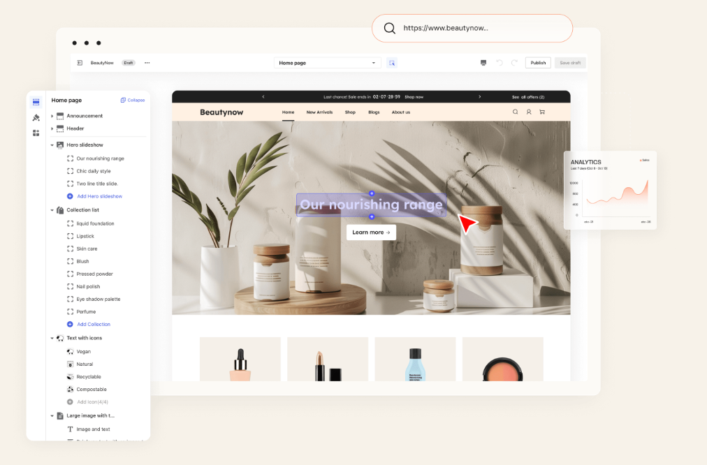 drag-and-drop store editor