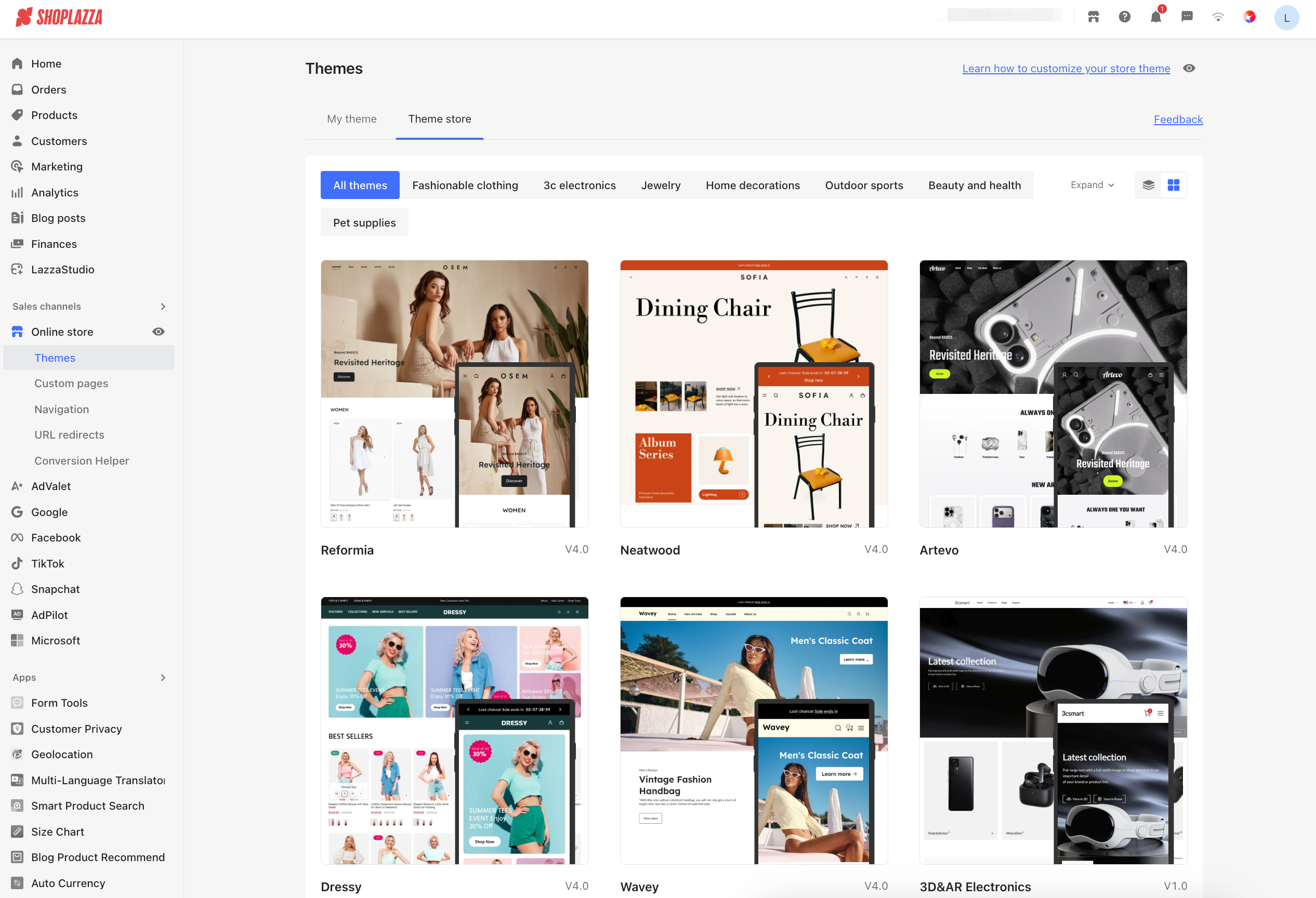 ecommerce store themes