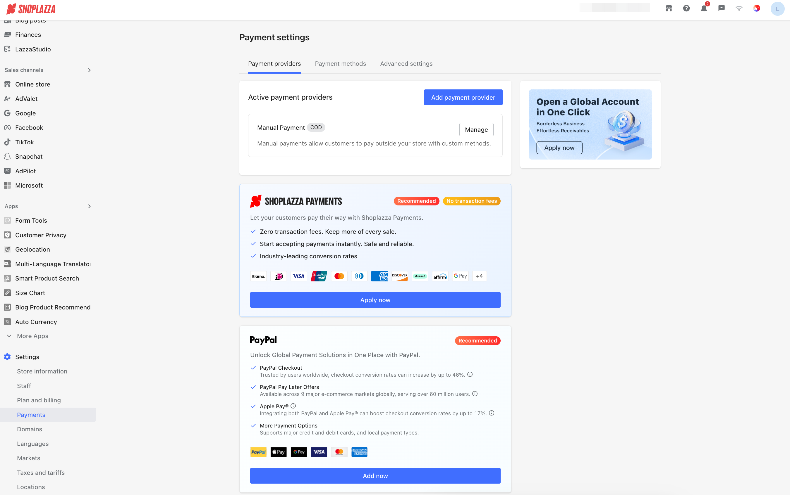 multiple payment methods