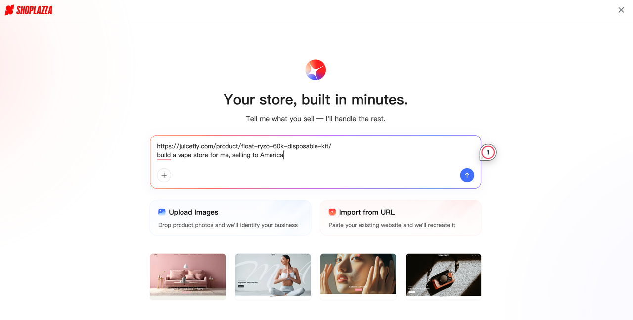 paste your product URL in the Shoplazza AI chatbox