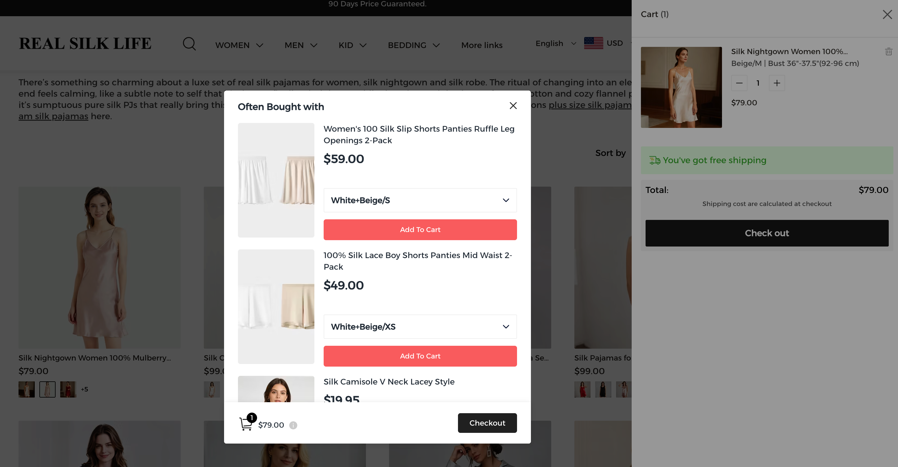 real silk life shopping cart
