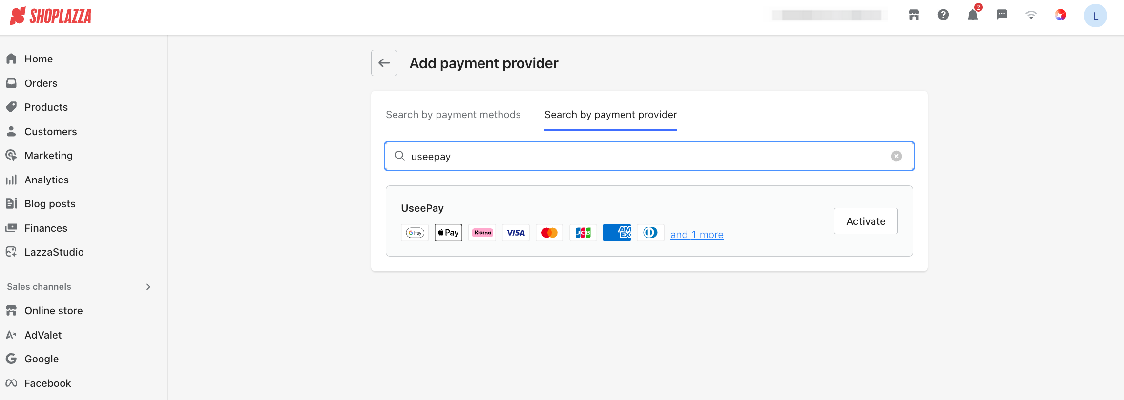 shoplazza supports useepay payment method