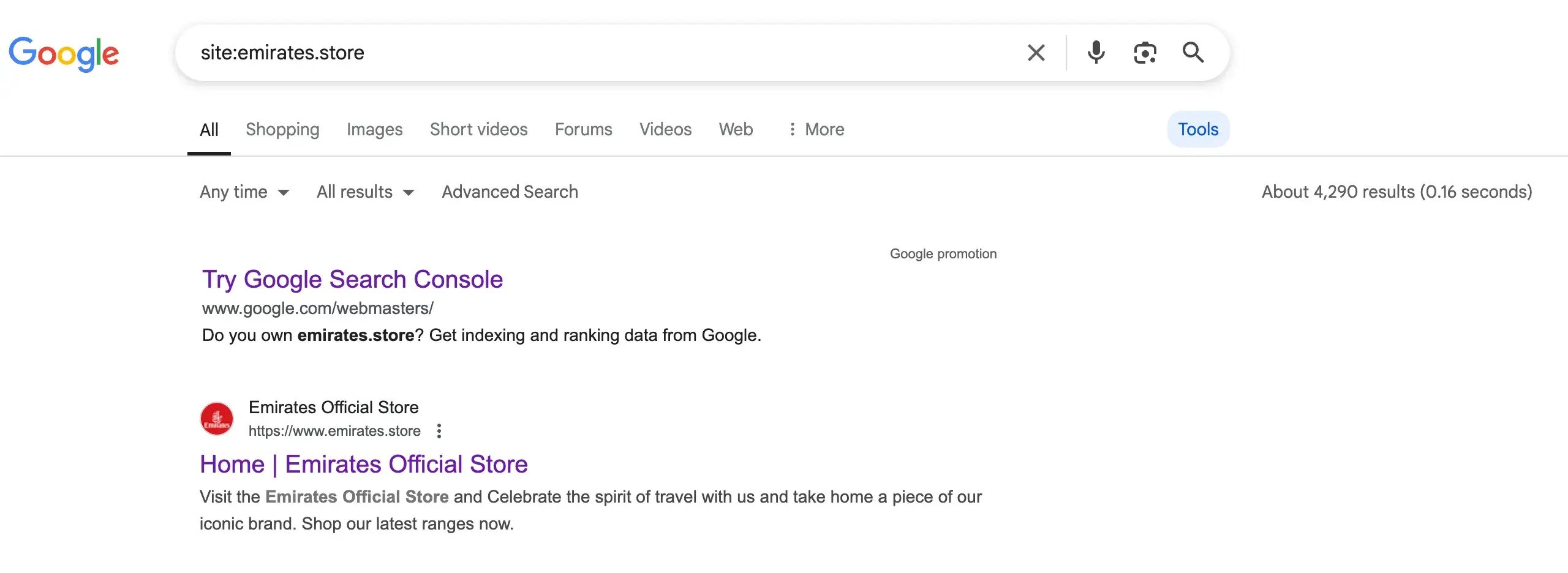 winkeldomeinnaam wordt geïndexeerd door Google