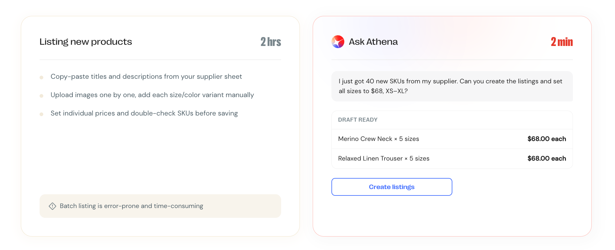 sync products with Athena for free