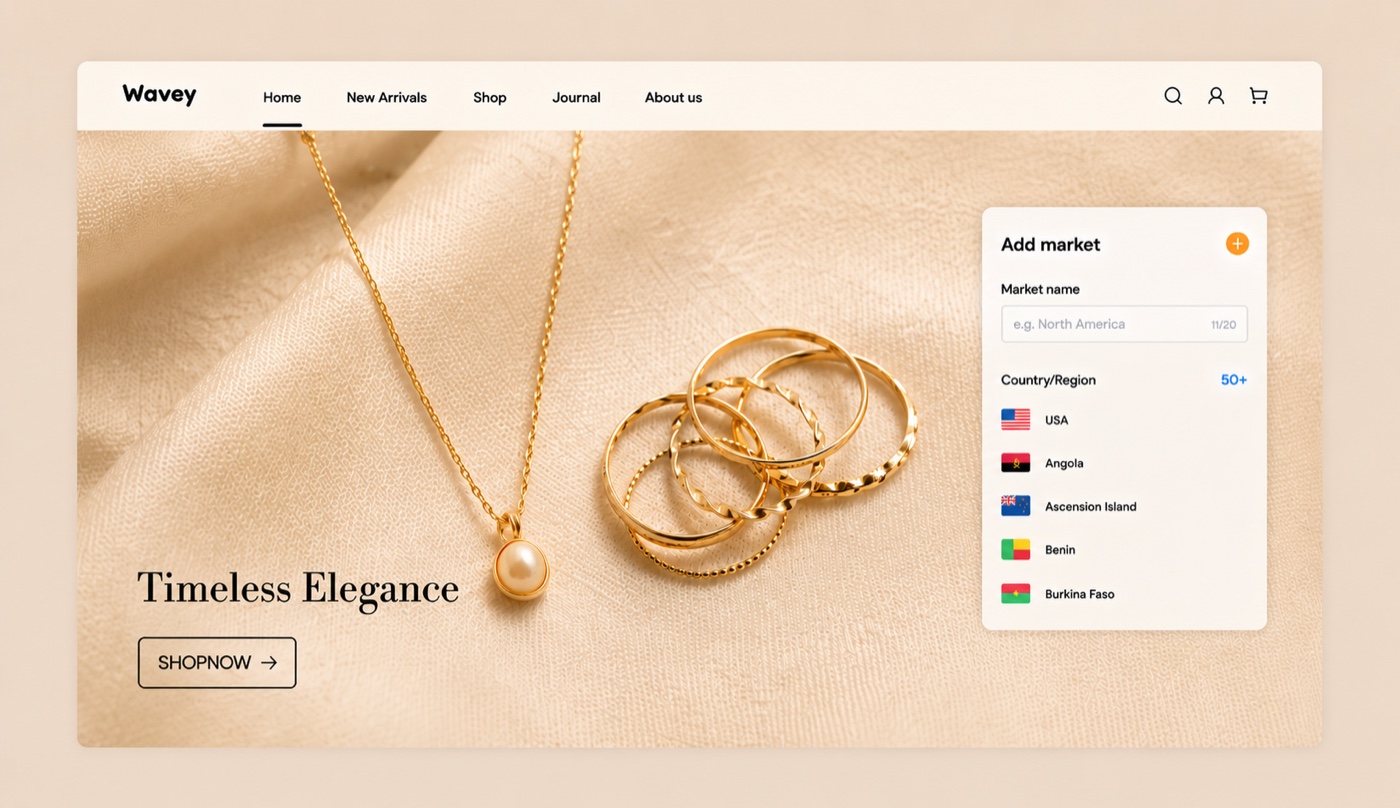 Open up to 50 markets with custom shipping zones and country selection